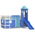 Cama alta para niños con torre madera pino azul 90x190