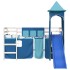 Cama alta para niños con torre madera pino azul 90x190