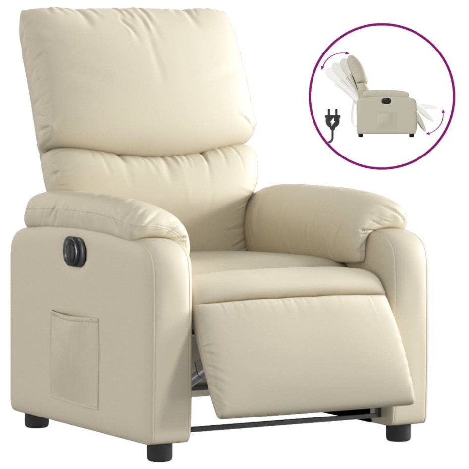 Sillón reclinable eléctrico de cuero sintético