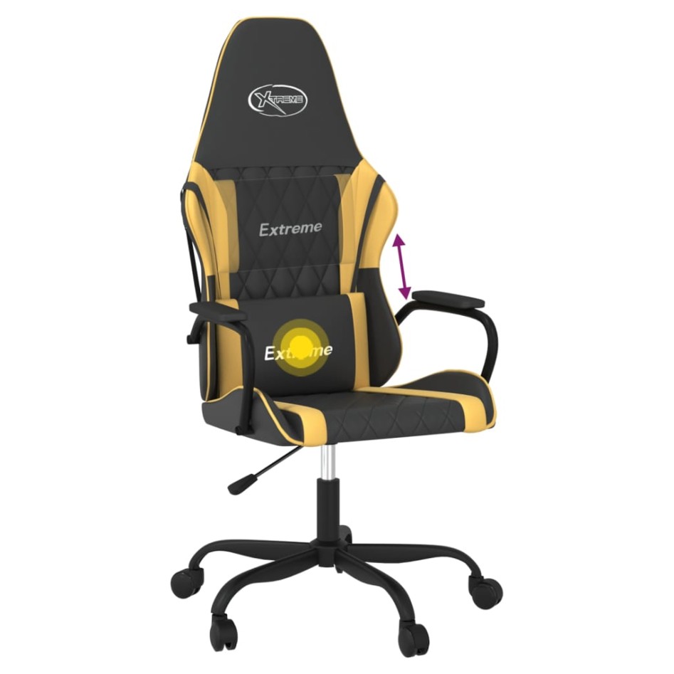 Silla gaming de masaje cuero sintético negro y