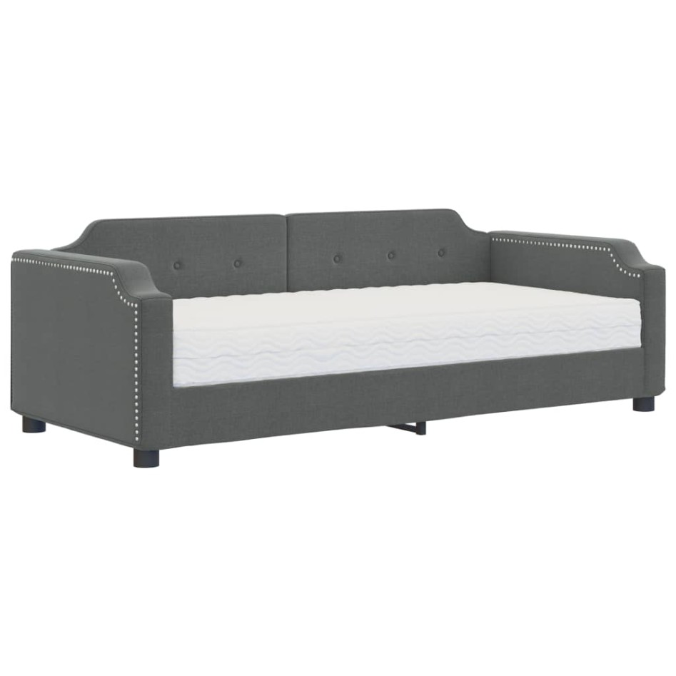 Sofá cama con colchón tela gris oscuro 90x200