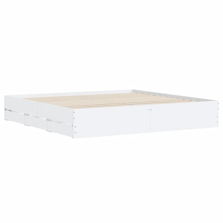 Estructura cama con cajones madera ingeniería blanca 180x200