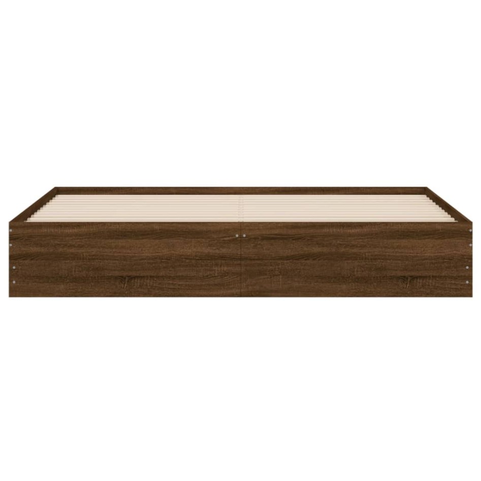 Cama con cajones madera ingeniería marrón roble 160x200