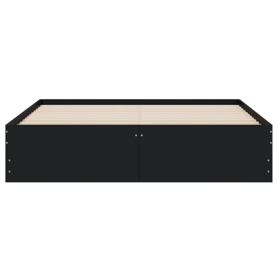 Estructura de cama madera de ingeniería negro 150x200