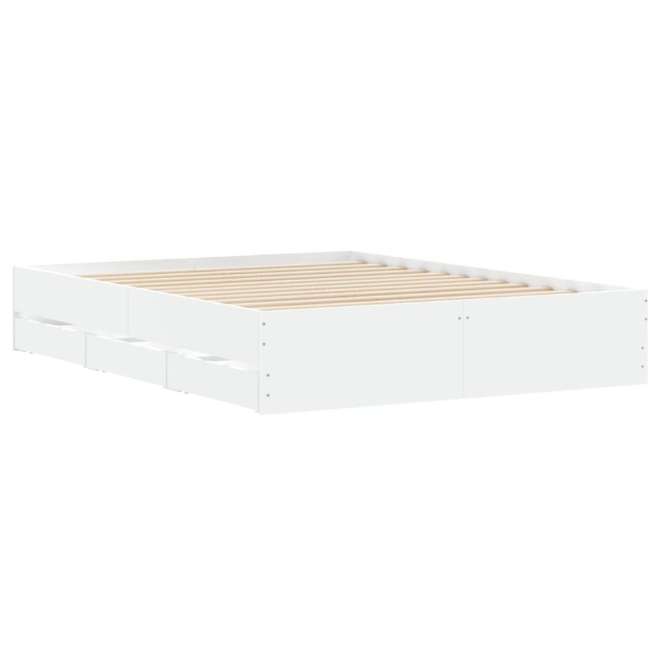 Cama con cajones madera de ingeniería blanco 140x200