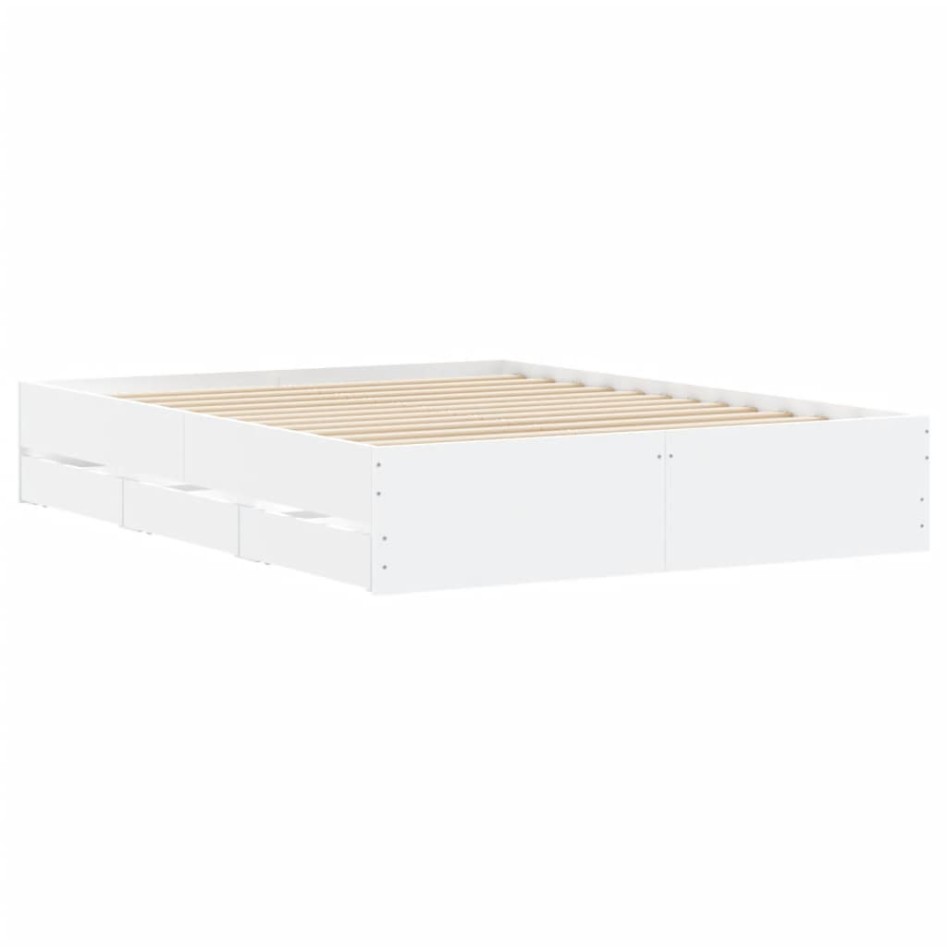 Cama con cajones madera de ingeniería blanca 140x190