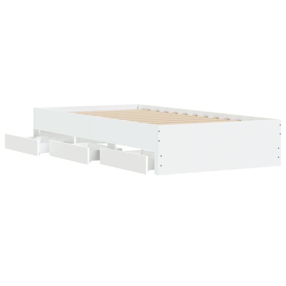 Cama con cajones madera de ingeniería blanca 75x190