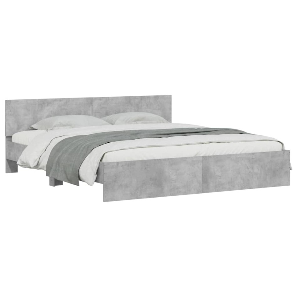 Estructura de cama con cabecero gris hormigón