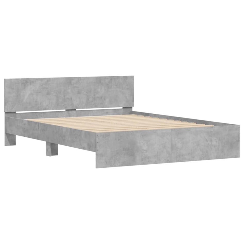 Estructura de cama con cabecero gris hormigón 150x200