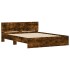 Estructura de cama con cabecero roble ahumado 140x200