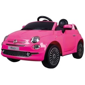 Coche eléctrico Fiat 500 rosa con radio control