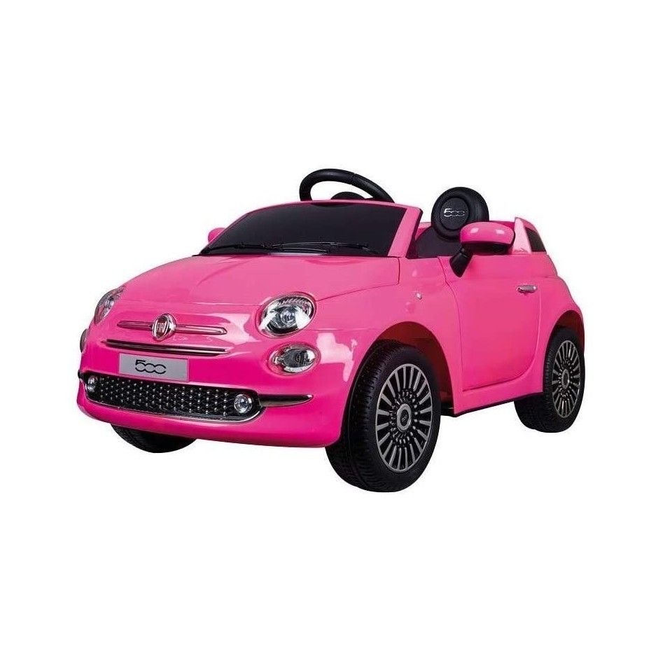 Coche eléctrico Fiat 500 rosa con radio control