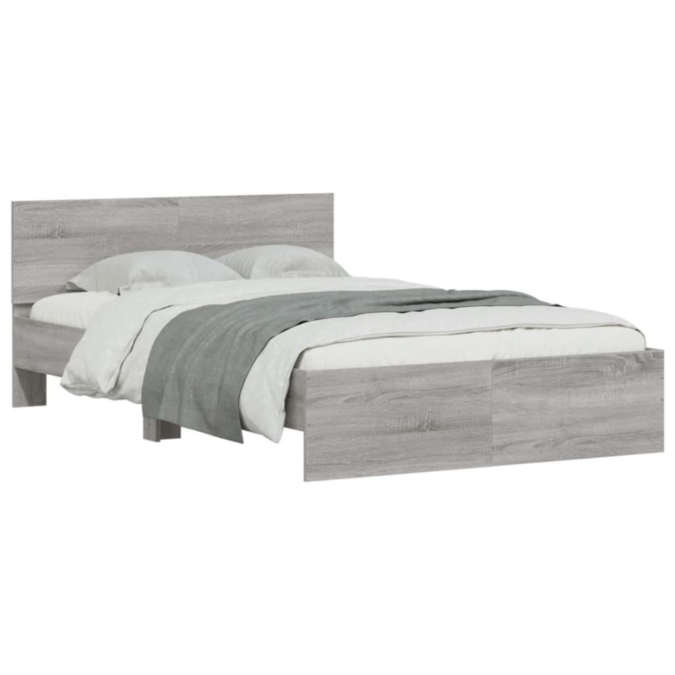 Estructura de cama con cabecero gris Sonoma 120x190