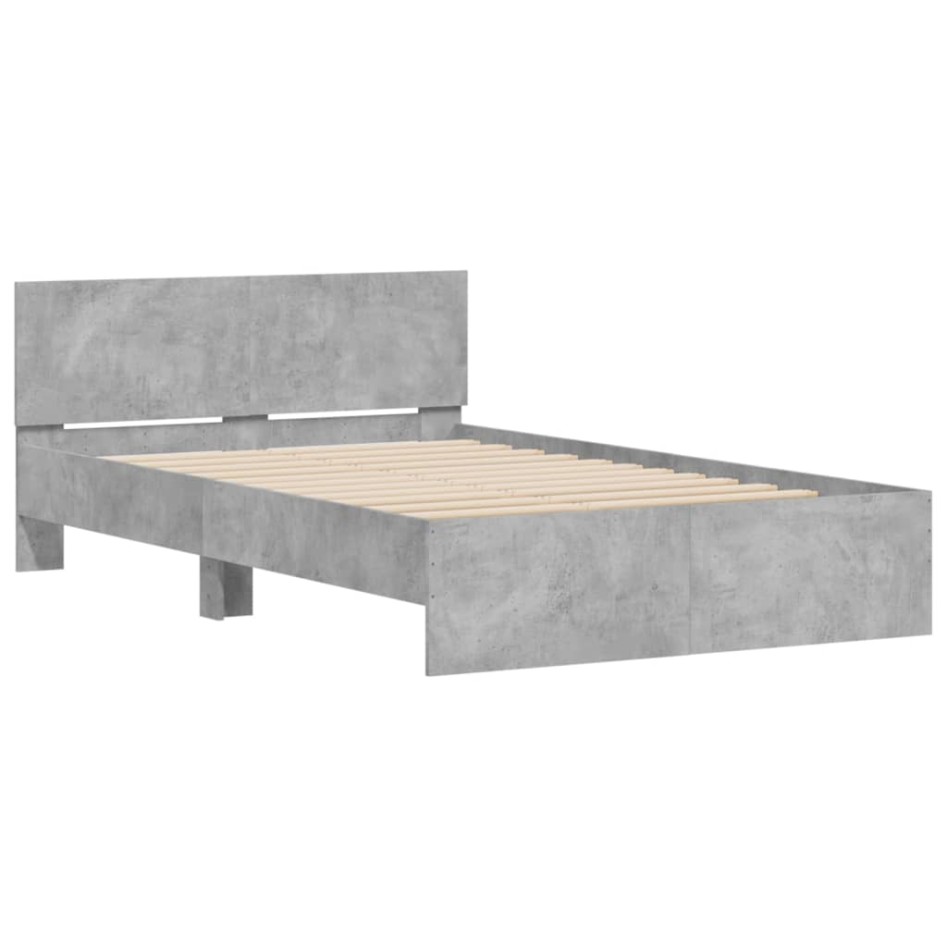 Estructura de cama con cabecero gris hormigón 120x190