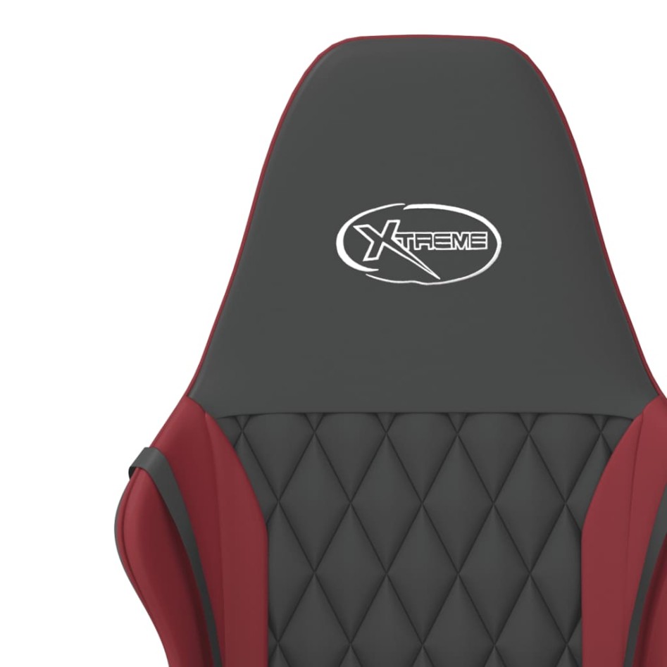 Silla gaming de masaje cuero sintético negro y rojo vino