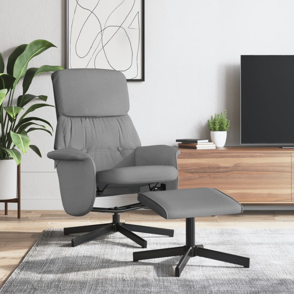 Sillón reclinable con reposapiés tela gris