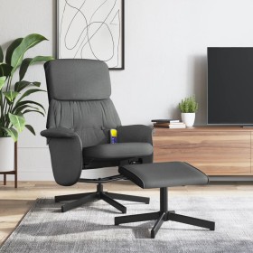 Sillón reclinable de masaje con reposapiés tela gris