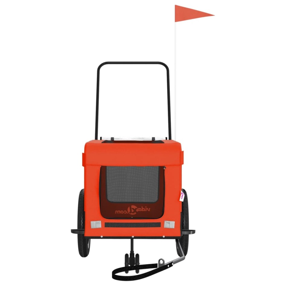 Remolque de bicicleta mascotas hierro tela Oxford naranja