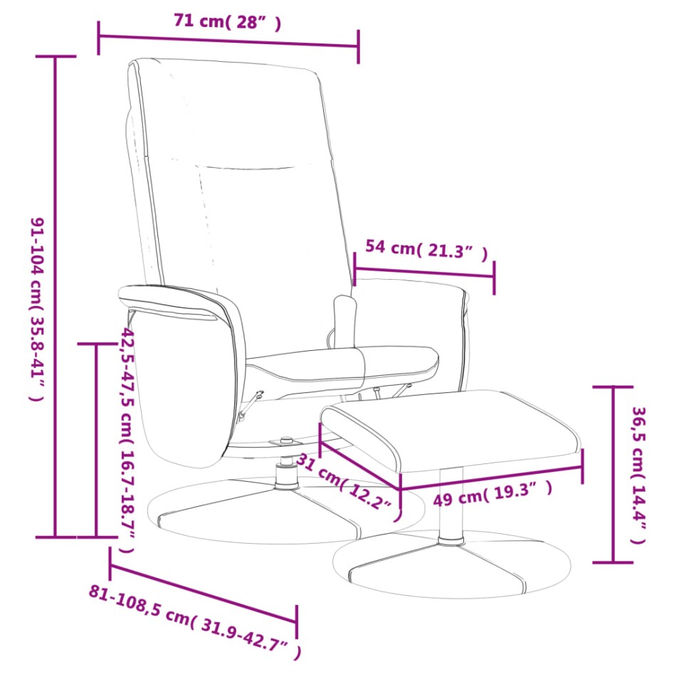 Sillón reclinable masaje con reposapiés cuero sintético