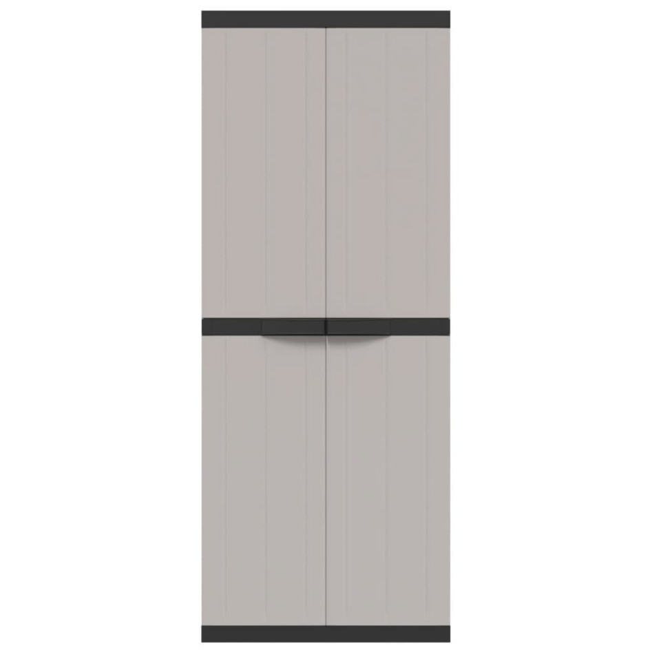 Armario de almacenaje exterior PP gris y negro 65x37x165