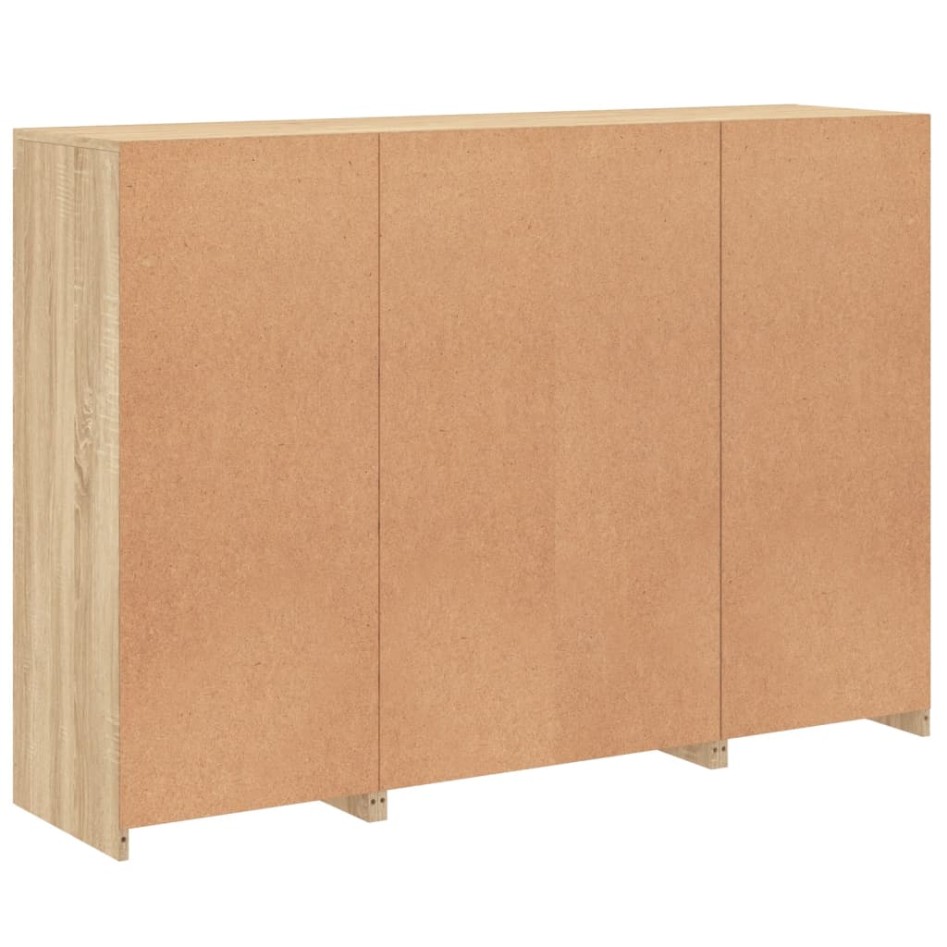 Aparador con luz LED 3 piezas madera de ingeniería roble