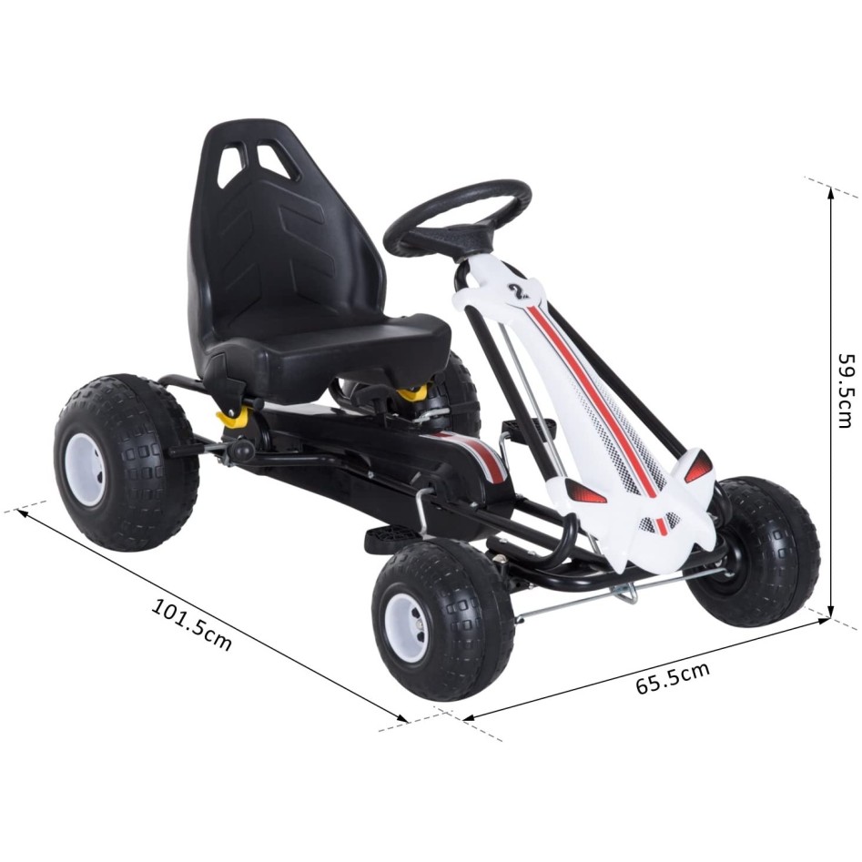 Coche a pedales Go-Kart para niños blanco
