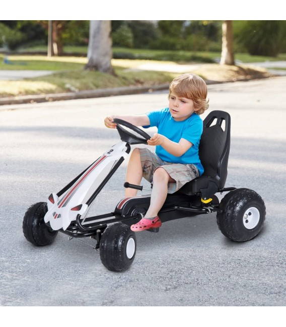 Coche a pedales Go-Kart para niños blanco
