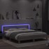 Estructura de cama cabecero y luces LED gris Sonoma 160x200