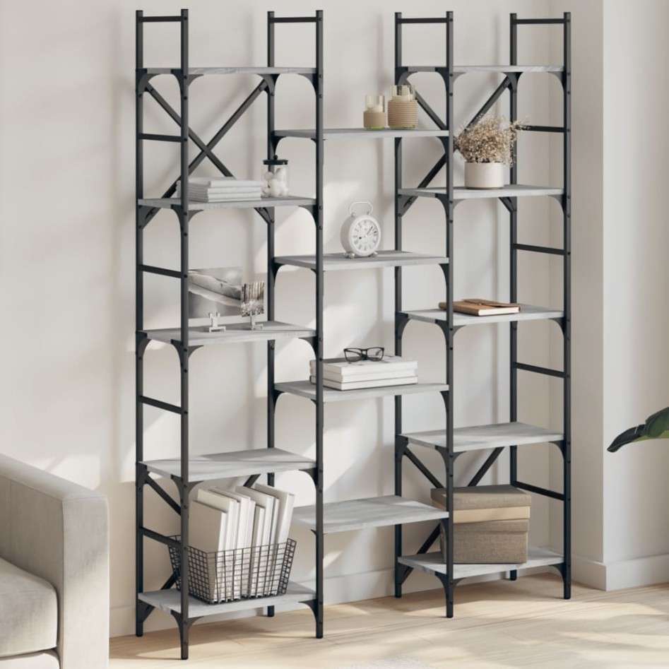 Estantería madera de ingeniería gris Sonoma 127,5x28,5x172,5