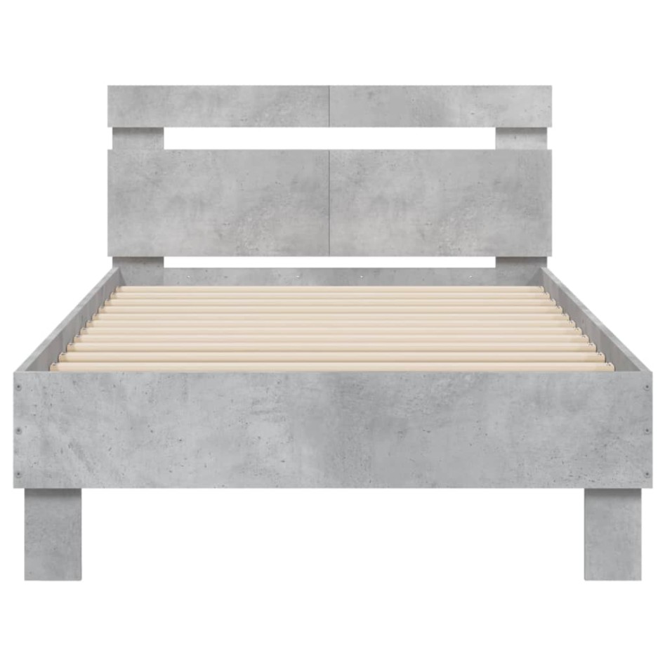 Cama con cabecero madera de ingeniería gris hormigón 100x200
