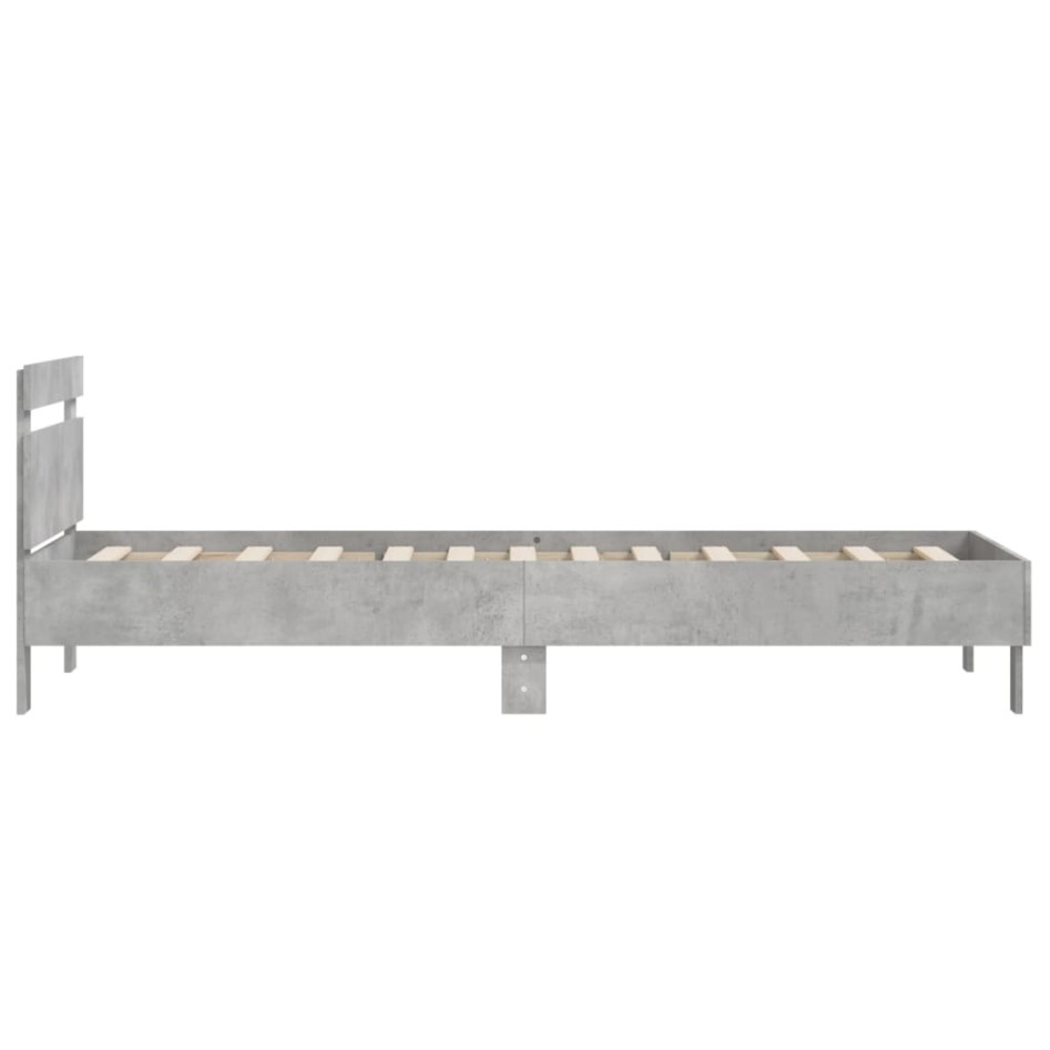 Cama con cabecero madera de ingeniería gris hormigón 100x200