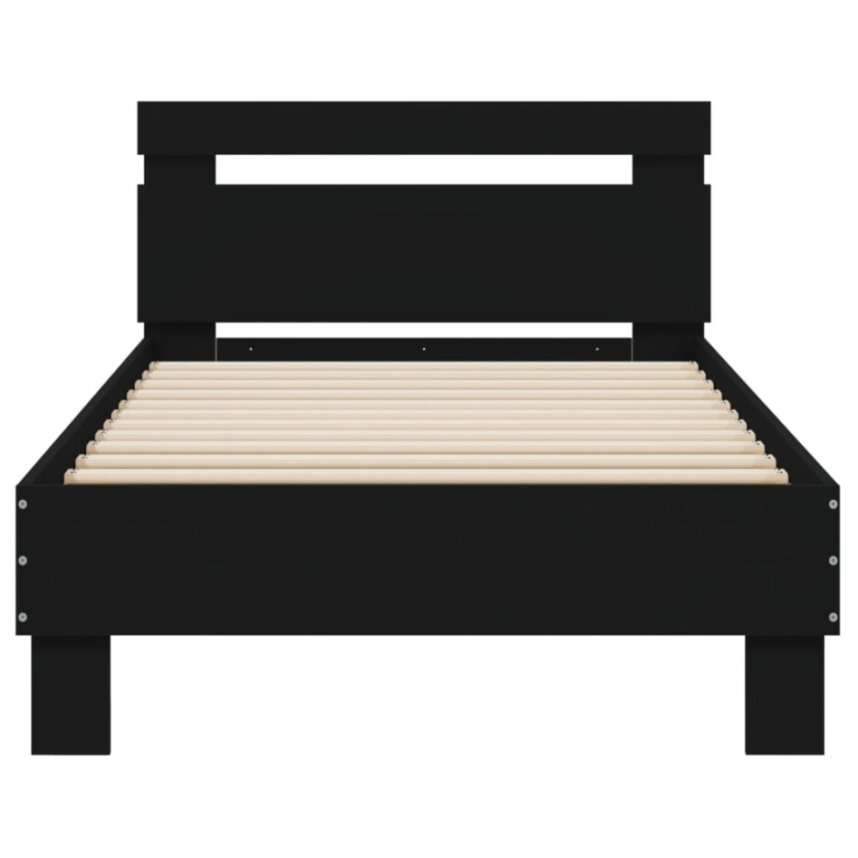 Estructura cama con cabecero madera ingeniería negro 90x200
