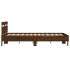 Estructura de cama cabecero y luces LED marrón roble 120x190