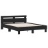 Estructura de cama con cabecero y luces LED negro 150x200