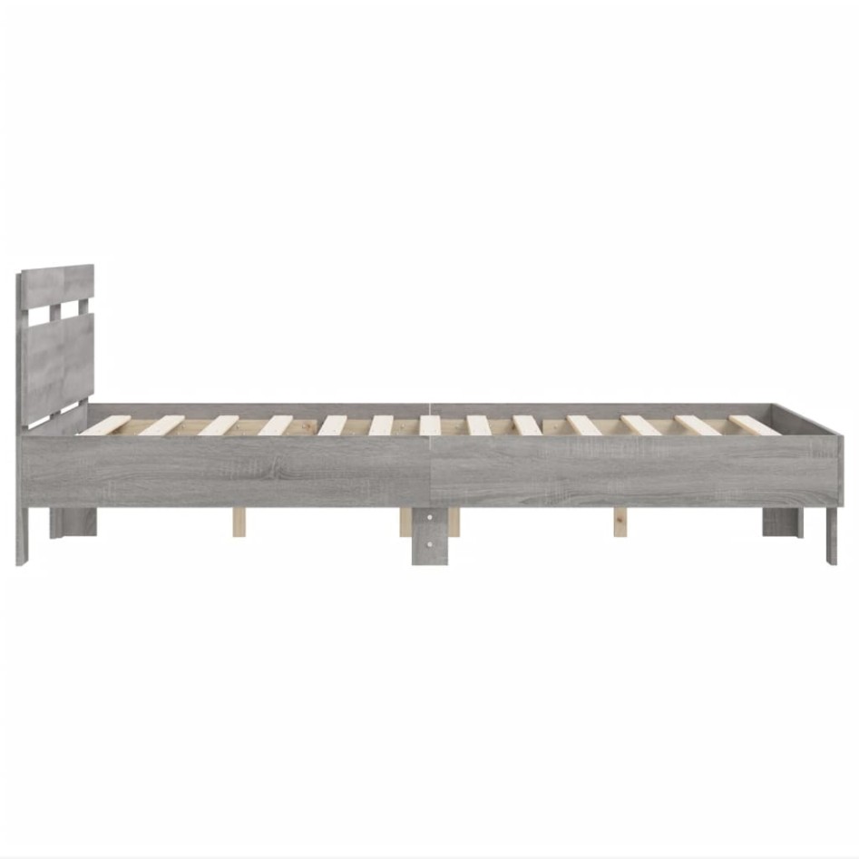 Cama con cabecero madera de ingeniería gris Sonoma 120x200