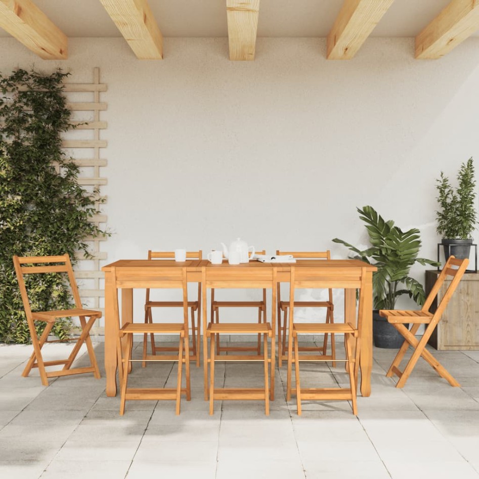 Sillas de terraza plegables 8 uds madera maciza de
