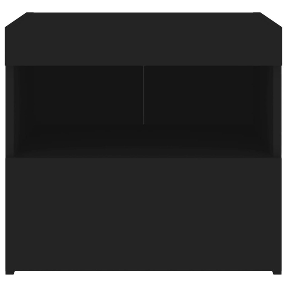 Mesitas de noche con luces LED 2 unidades negro 50x40x45