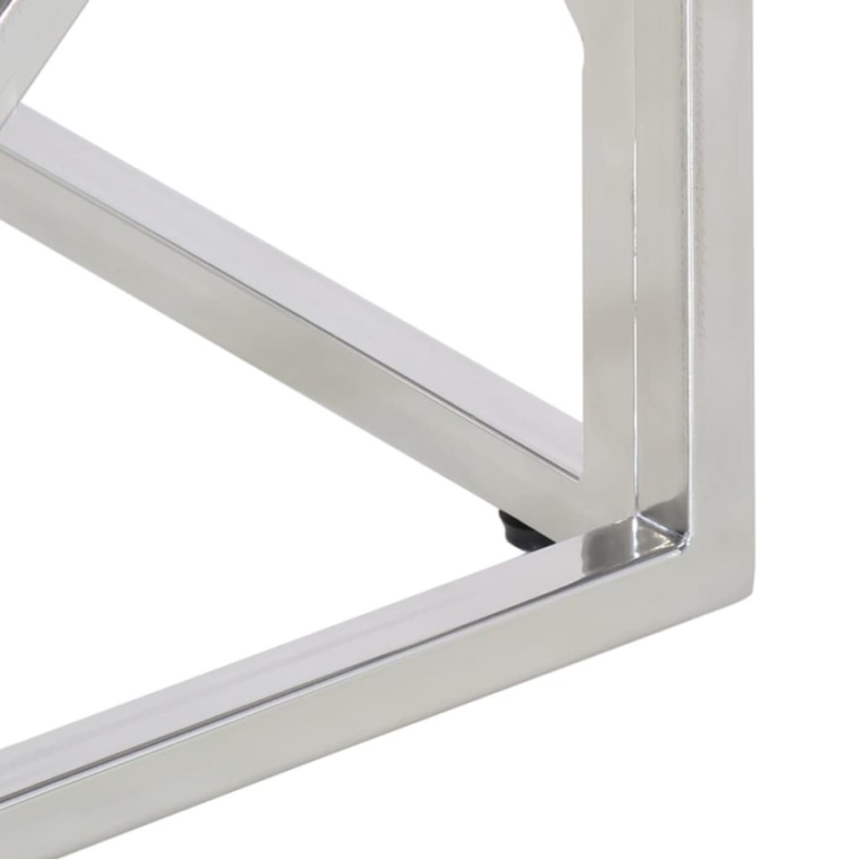 Mesa de centro de acero inoxidable plateado y madera