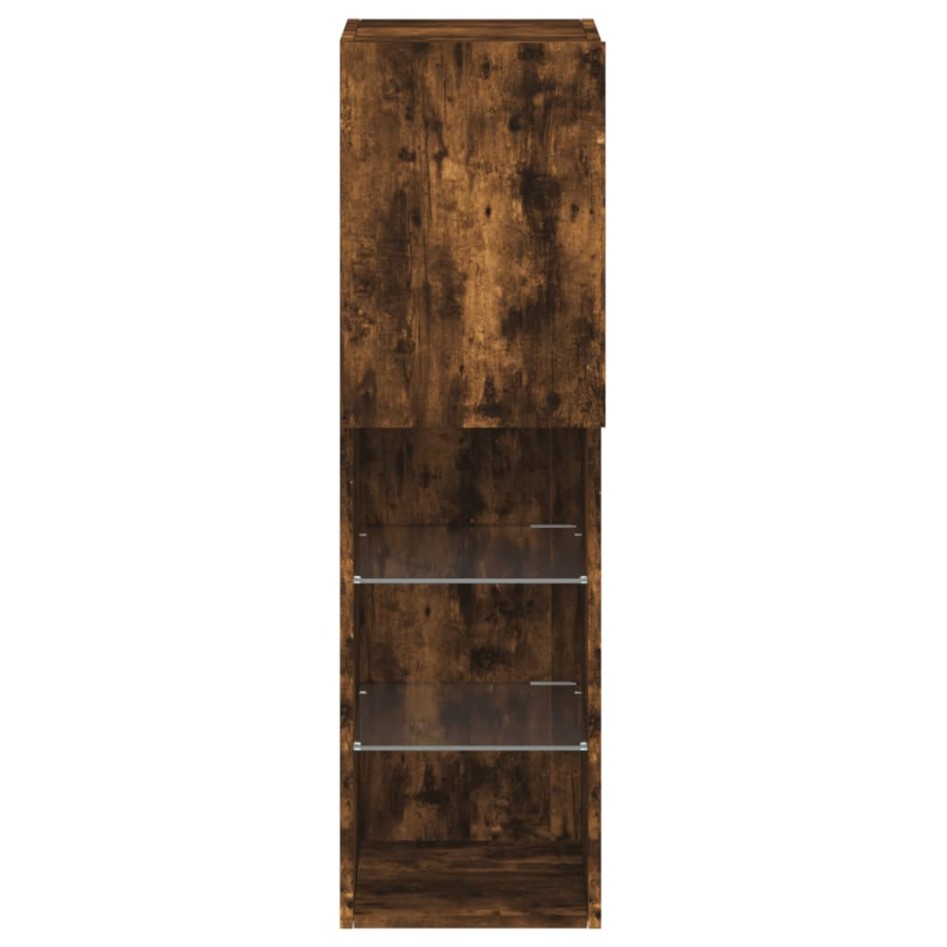 Muebles de TV con luces LED 2 uds roble ahumado 30,5x30x102