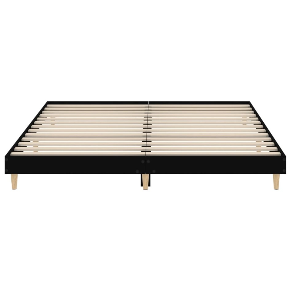 Estructura de cama madera de ingeniería negra 200x200