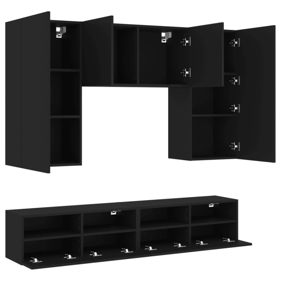 Muebles de TV de pared 5 piezas madera de ingeniería