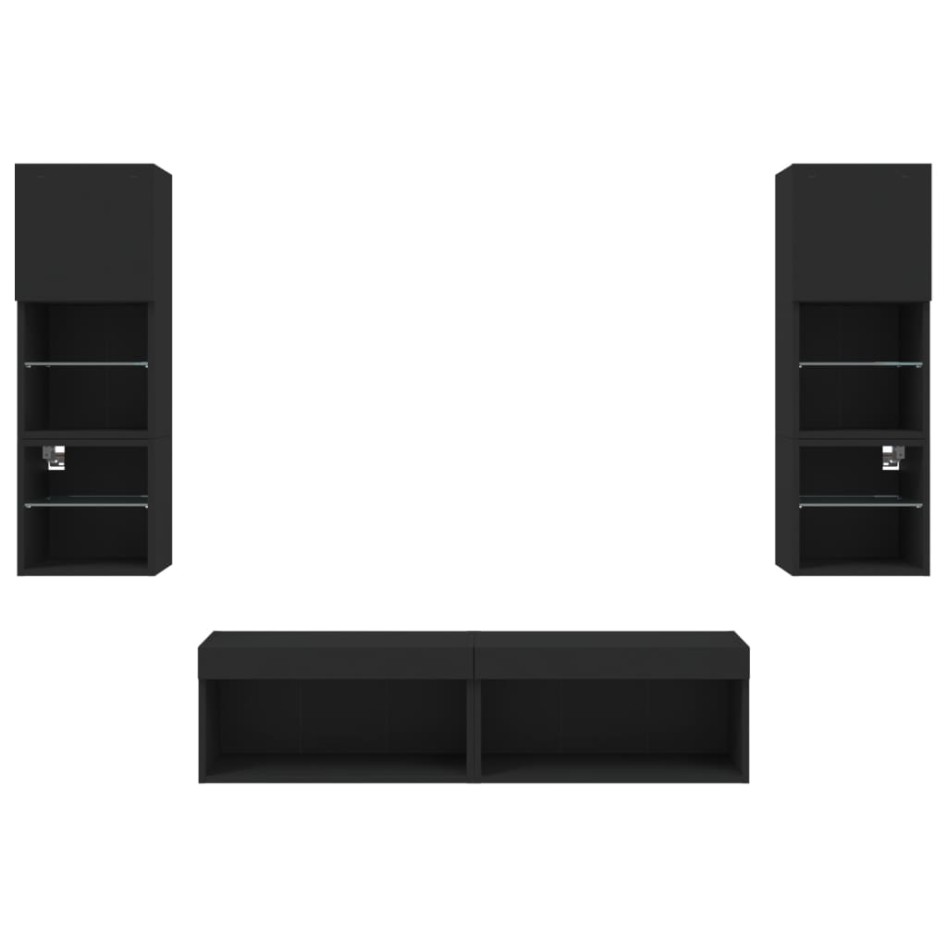 Muebles de TV de pared con LED 6 pzas madera ingeniería