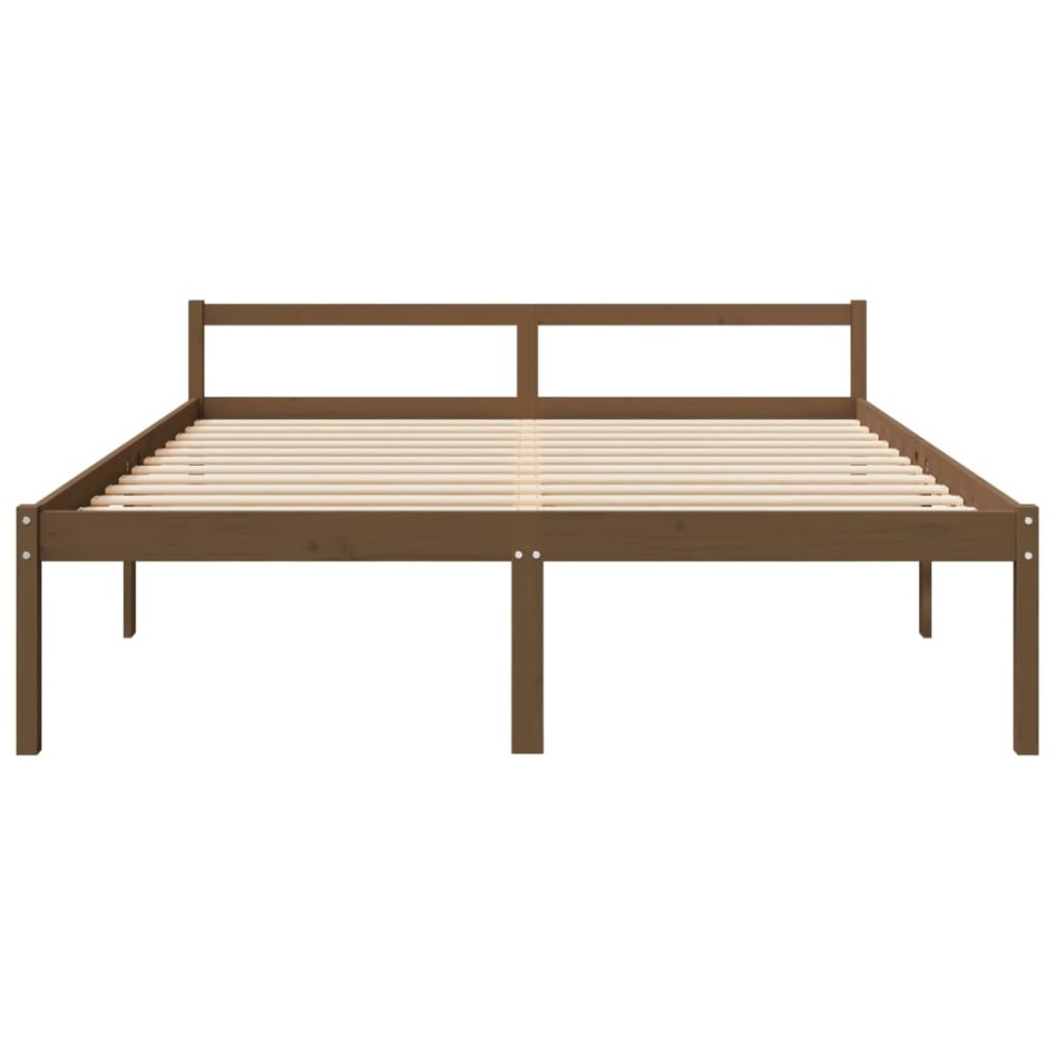 Cama personas mayores madera maciza pino marrón miel 200x200