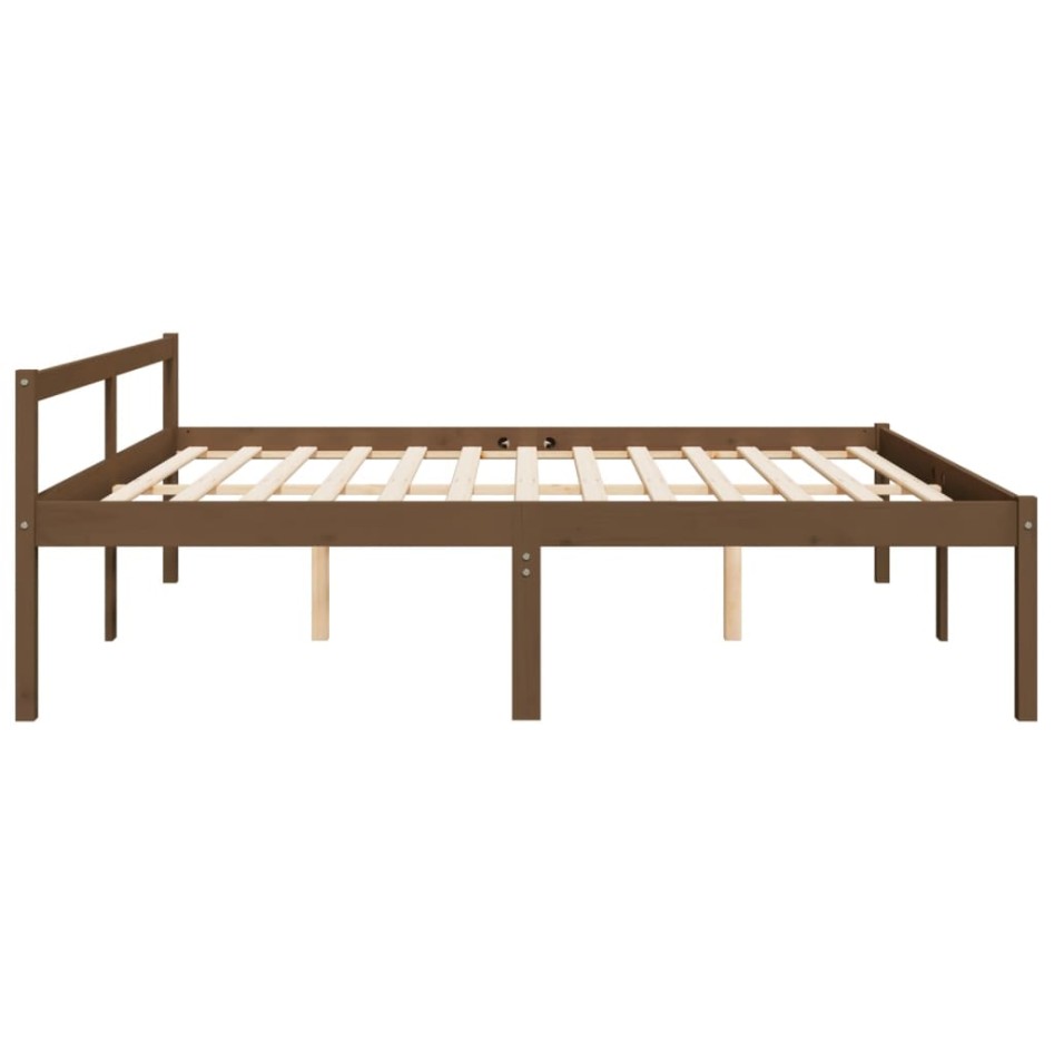 Cama personas mayores madera maciza pino marrón miel 200x200