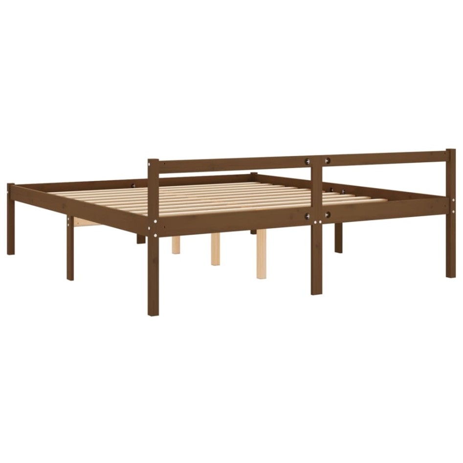 Cama personas mayores madera maciza pino marrón miel 200x200