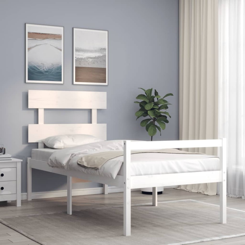 Cama para personas mayores con cabecero madera maciza