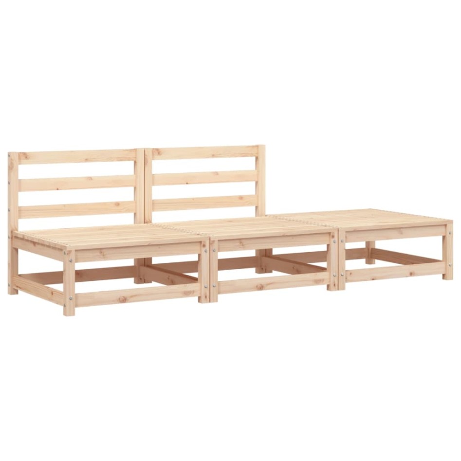 Sofá jardín sin reposabrazos con reposapiés madera maciza