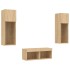 Muebles de TV de pared con luces LED 4 piezas roble