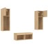 Muebles de TV de pared con luces LED 4 piezas roble