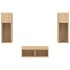 Muebles de TV de pared con luces LED 4 piezas roble